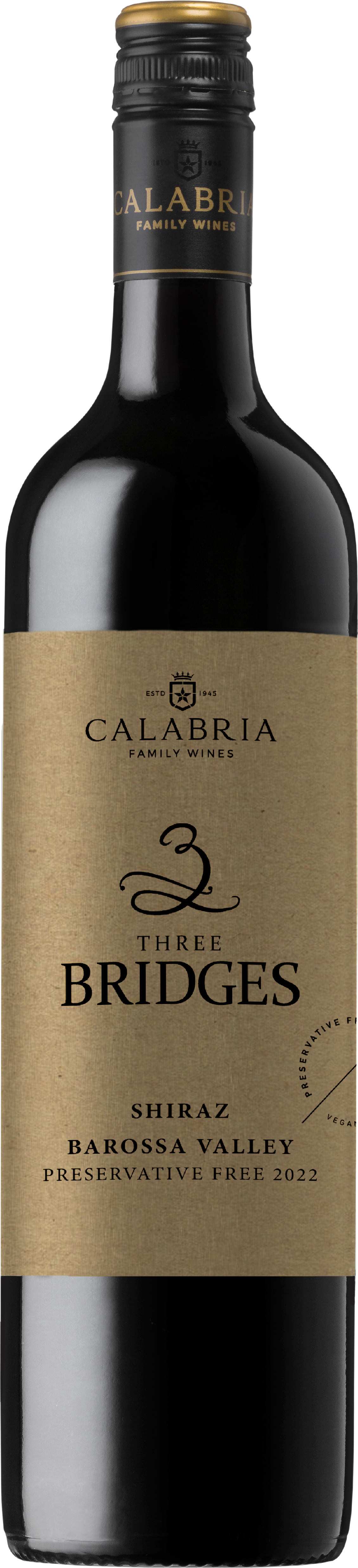 Calabria Family Wines 3 Bridges Preservative Free Shiraz 2022 Barossa Valley